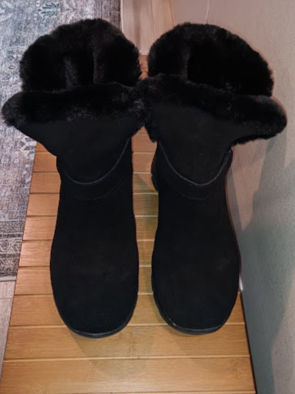 Skechers Slip-ins Boots Women's 11 Black Easy Going Water-Repellent Suede Fur - Picture 9 of 10